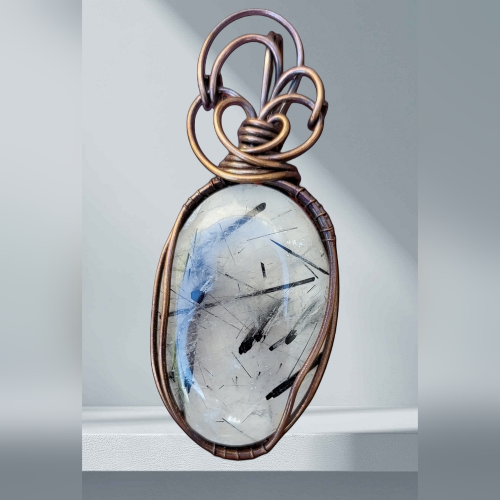 Designer Black Rutilated Quartz / Howlite Doublet Pendant
